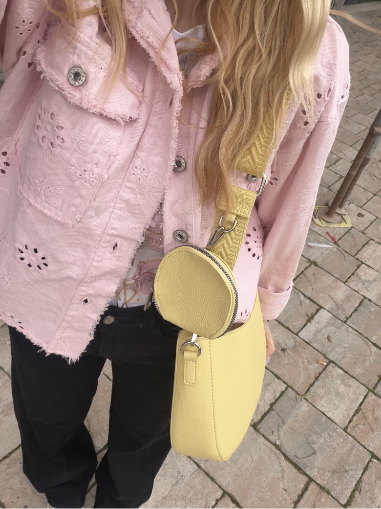 Borsetta gialla a tracolla con portamonete