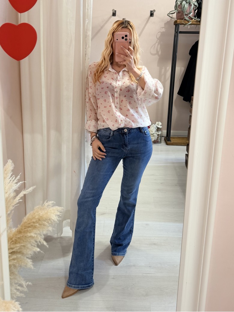 Camicia bianca fiorellini rosa