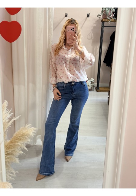 Camicia bianca fiorellini rosa