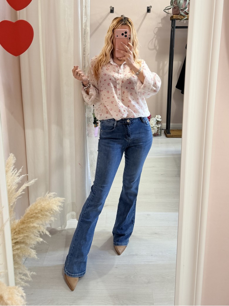 Camicia bianca fiorellini rosa