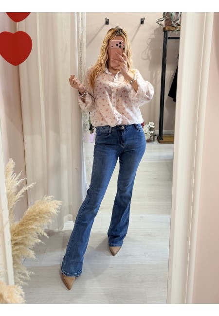 Camicia bianca fiorellini rosa