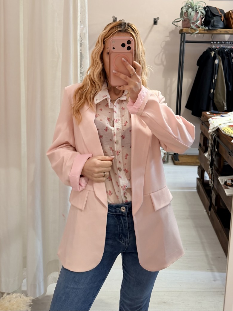 Camicia bianca fiorellini rosa