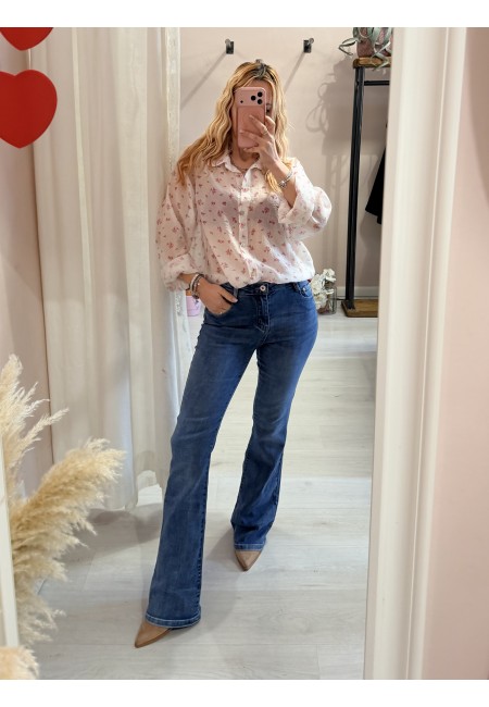 Camicia bianca fiorellini rosa