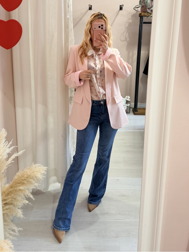 Camicia bianca fiorellini rosa