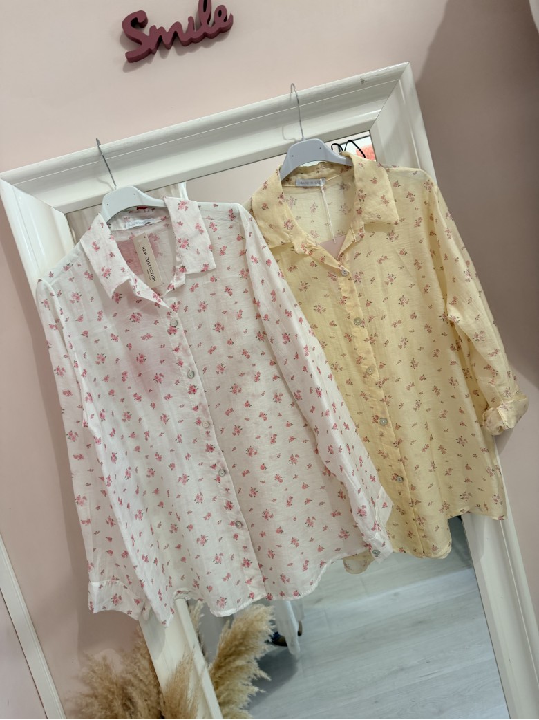 Camicia bianca fiorellini rosa