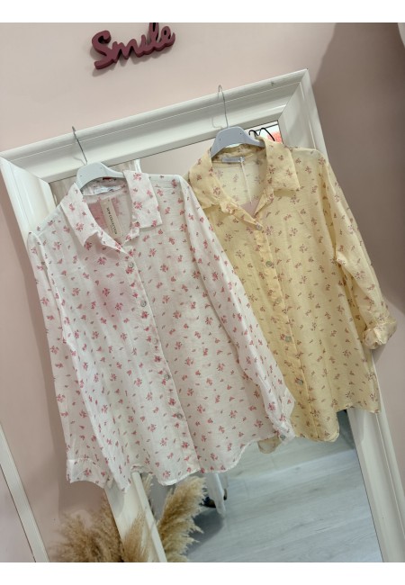 Camicia bianca fiorellini rosa