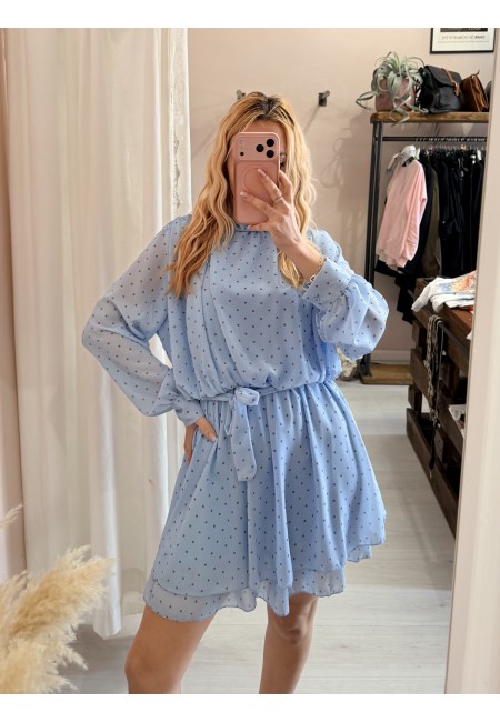 Vestito a pois azzurro