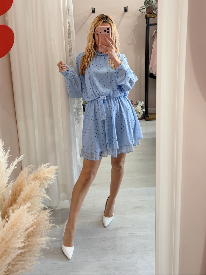 Vestito a pois azzurro