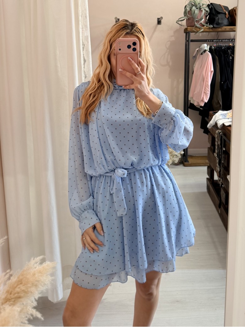 Vestito a pois azzurro