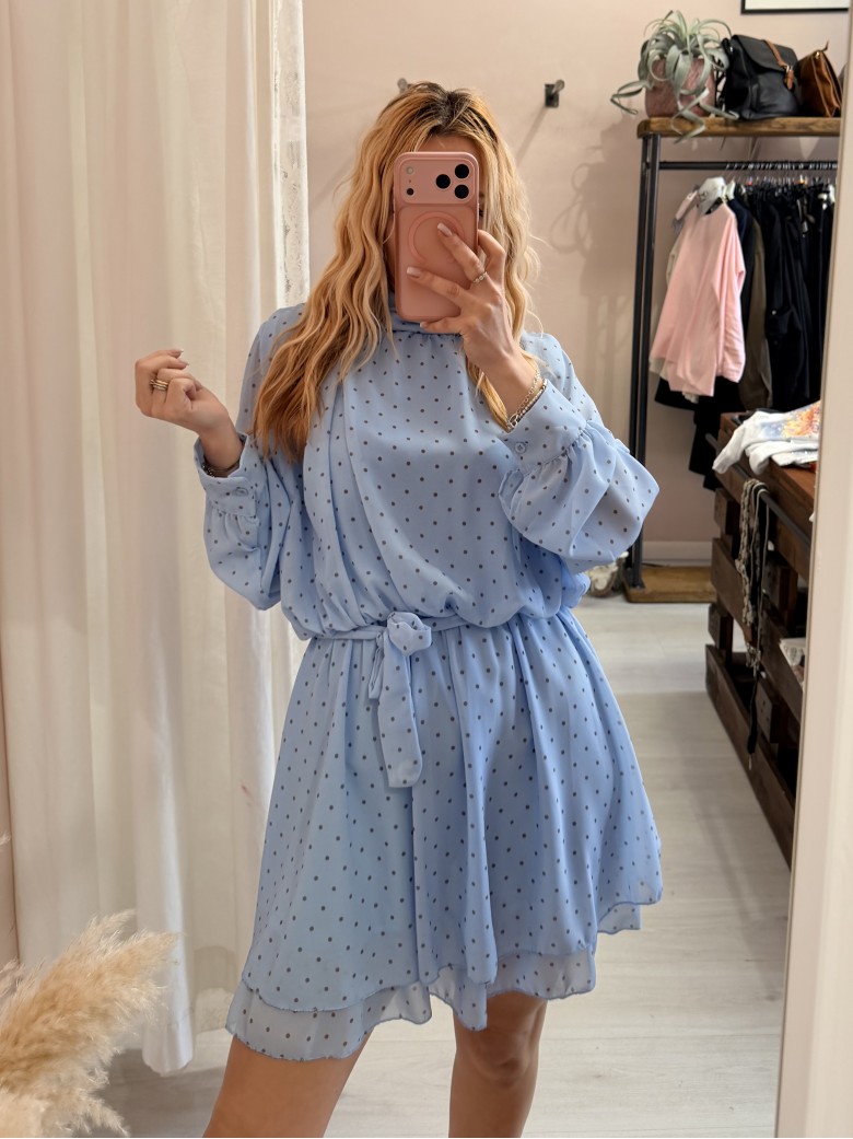 Vestito a pois azzurro