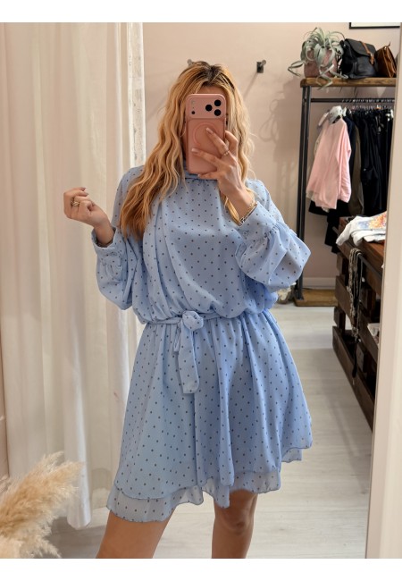 Vestito a pois azzurro
