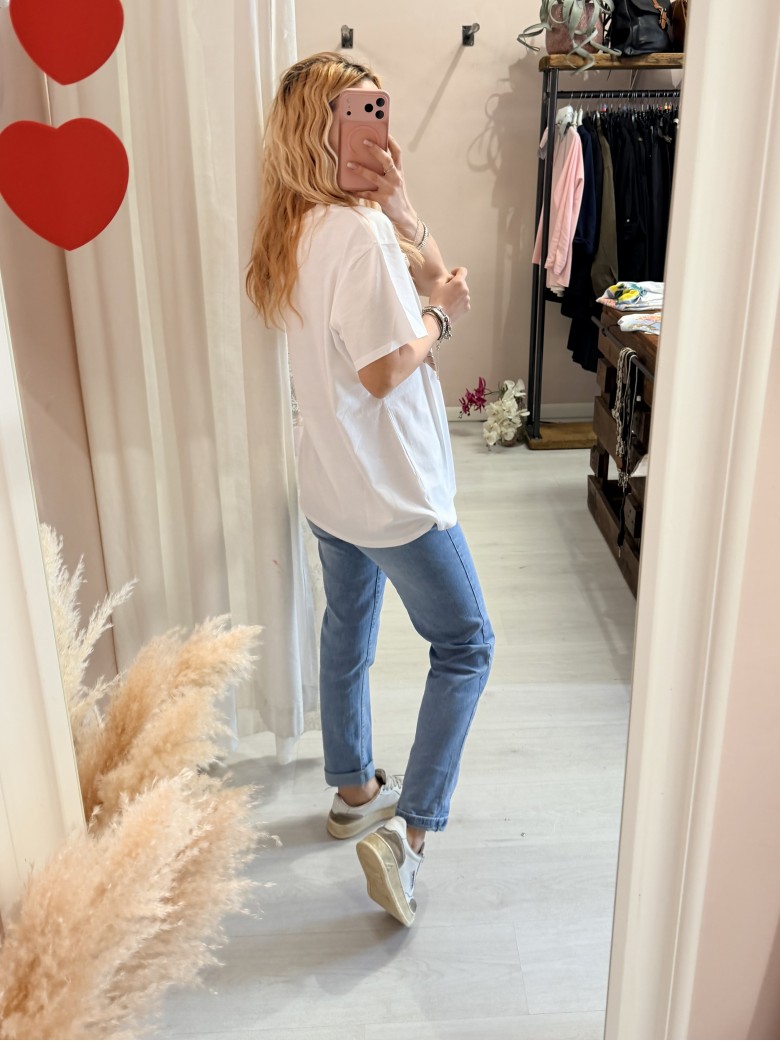 Maglia t shirt snoopy che dipinge beige