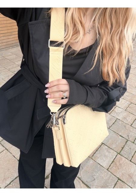 Borsetta stampini gialla con tre zip