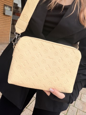 Borsetta stampini gialla con tre zip