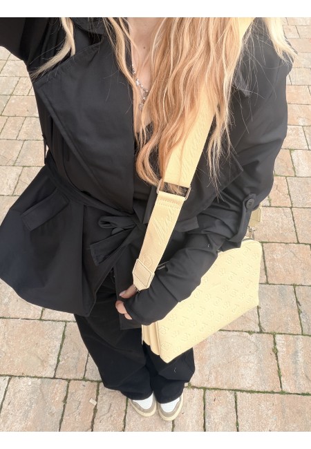 Borsetta stampini gialla con tre zip