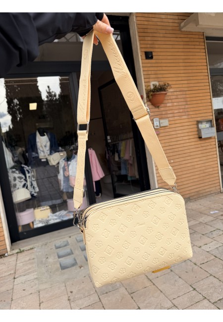 Borsetta stampini gialla con tre zip