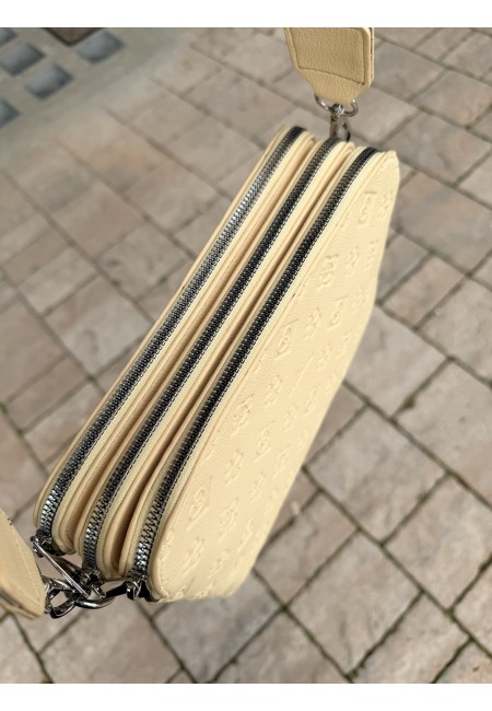 Borsetta stampini gialla con tre zip