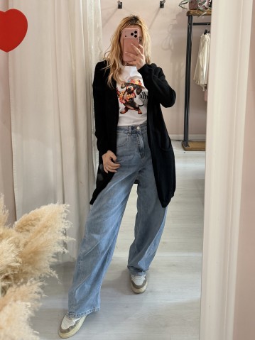 Cardigan SUSY cappuccio lungo nero