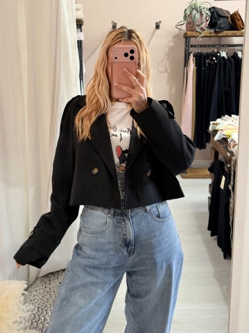 Giacca trench corto nero