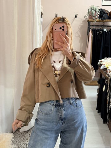Giacca trench corto beige