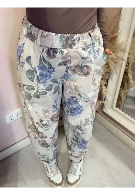 Pantaloni cotone floreale