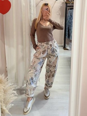 Pantaloni cotone floreale 2