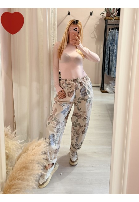 Pantaloni cotone floreale