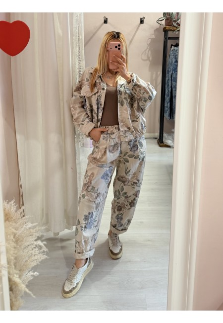 Pantaloni cotone floreale