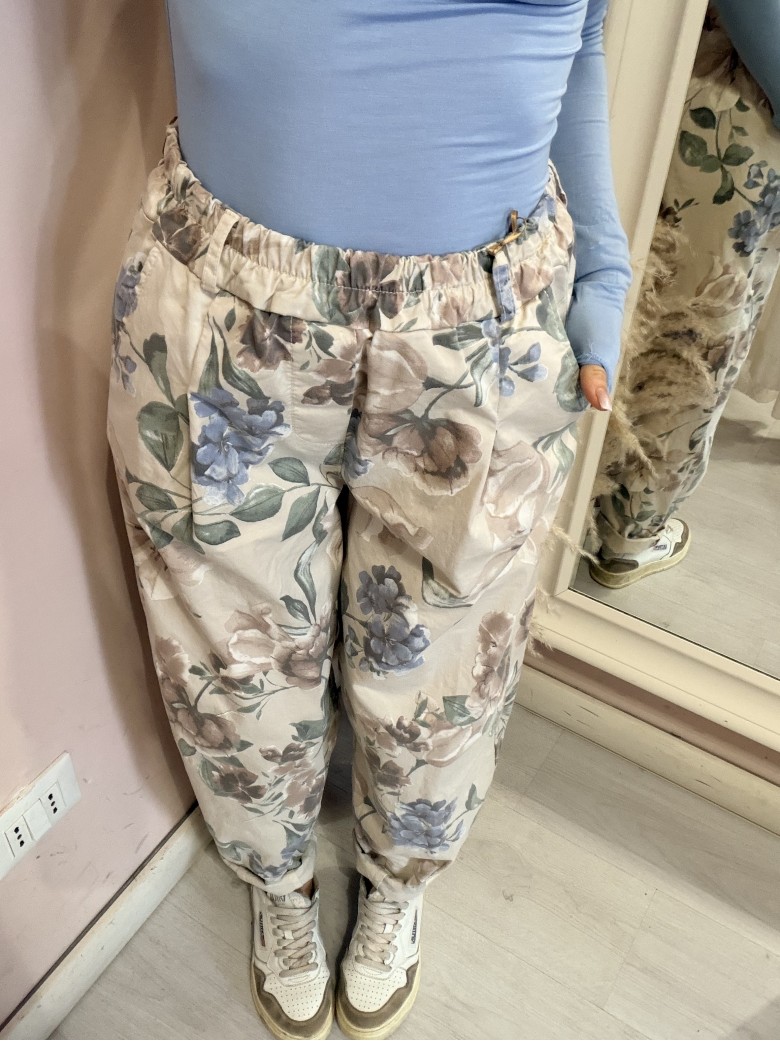 Pantaloni cotone floreale