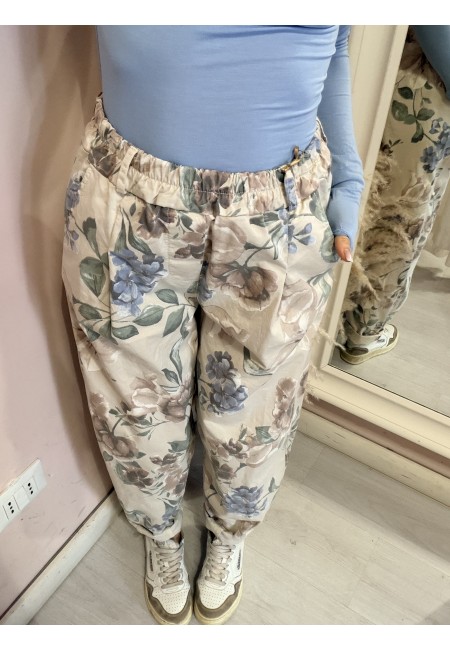 Pantaloni cotone floreale