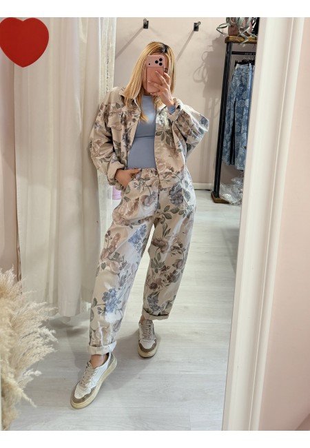 Pantaloni cotone floreale