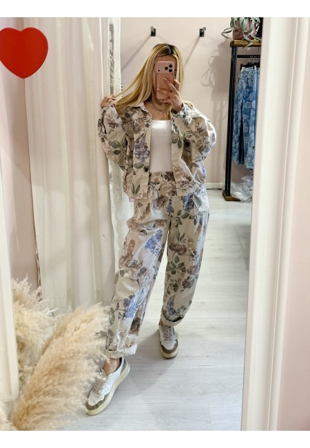 Pantaloni cotone floreale