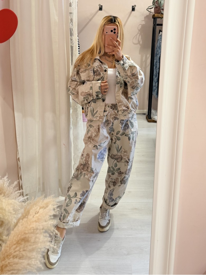 Pantaloni cotone floreale