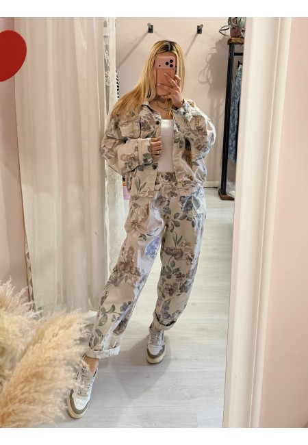 Pantaloni cotone floreale