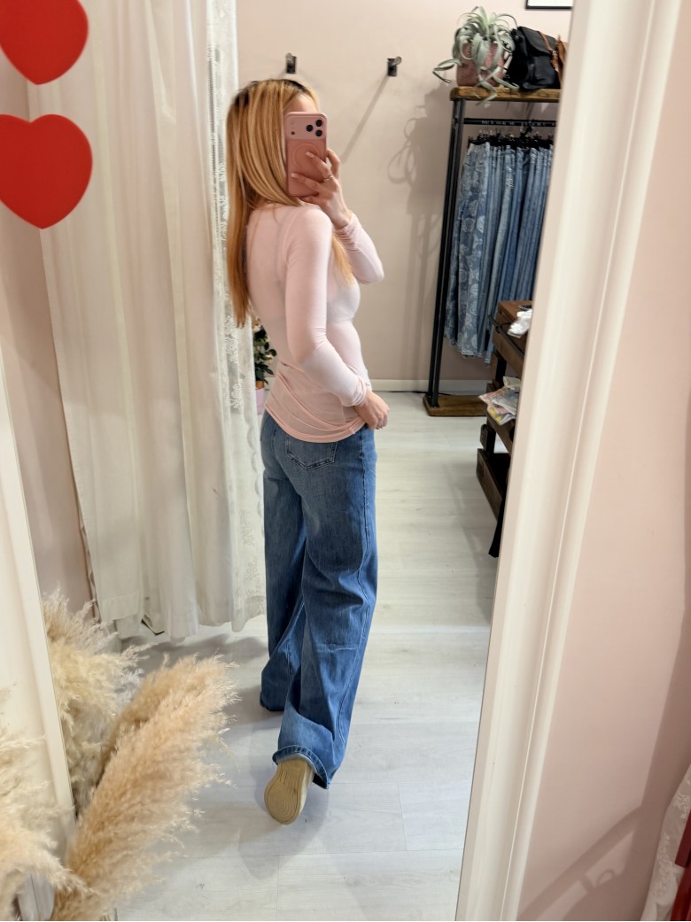 Maglia misto seta rosa