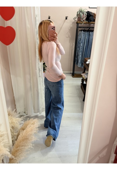 Maglia misto seta rosa