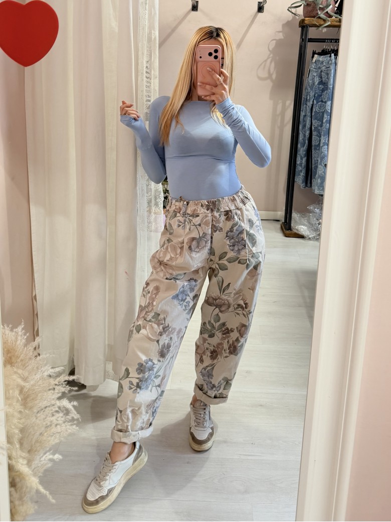 Maglia misto seta azzurra