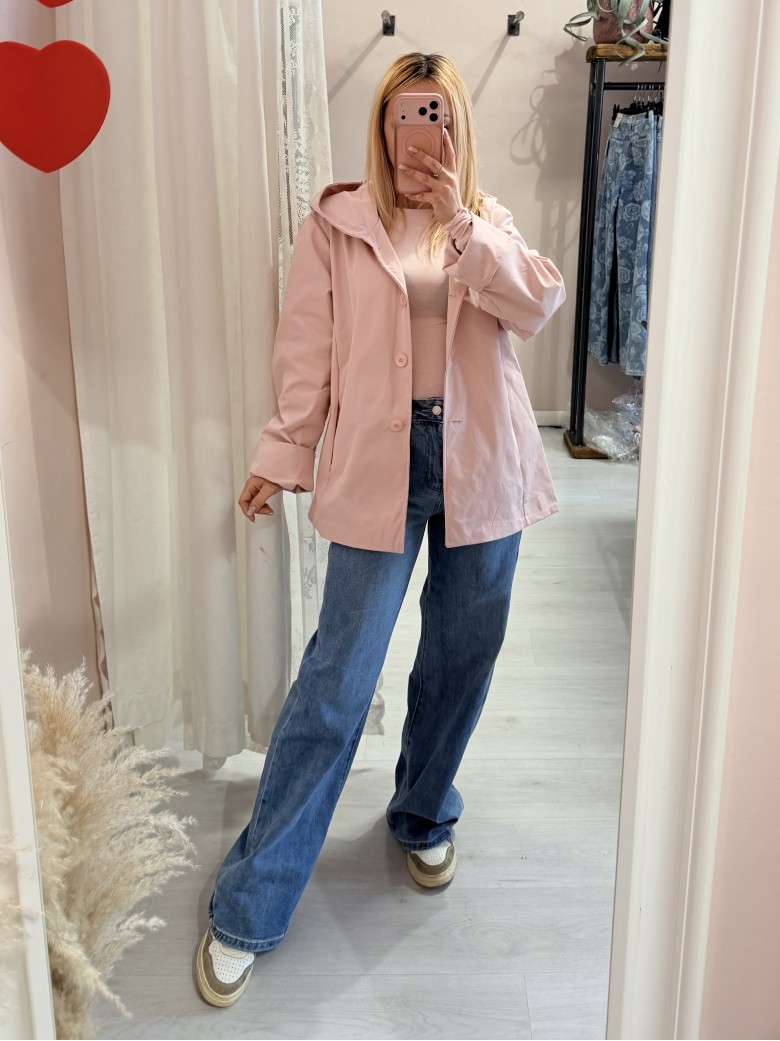 Giubbino trench impermeabile rosa