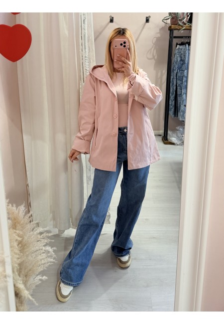 Giubbino trench impermeabile rosa