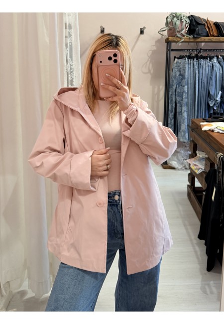 Giubbino trench impermeabile rosa