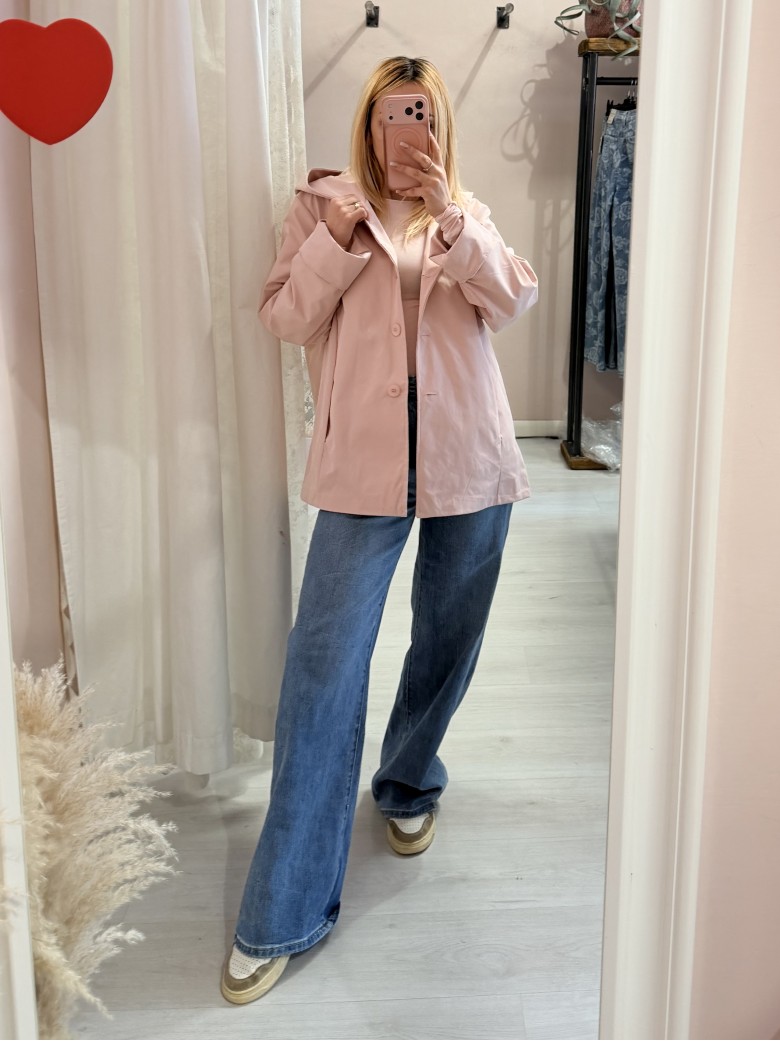 Giubbino trench impermeabile rosa