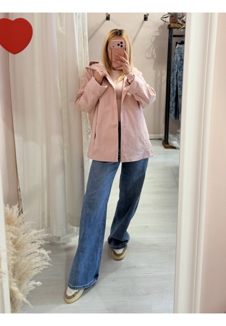 Giubbino trench impermeabile rosa