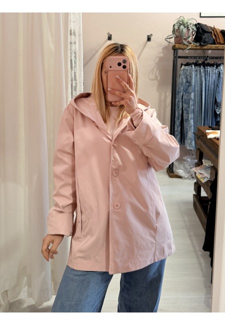 Giubbino trench impermeabile rosa