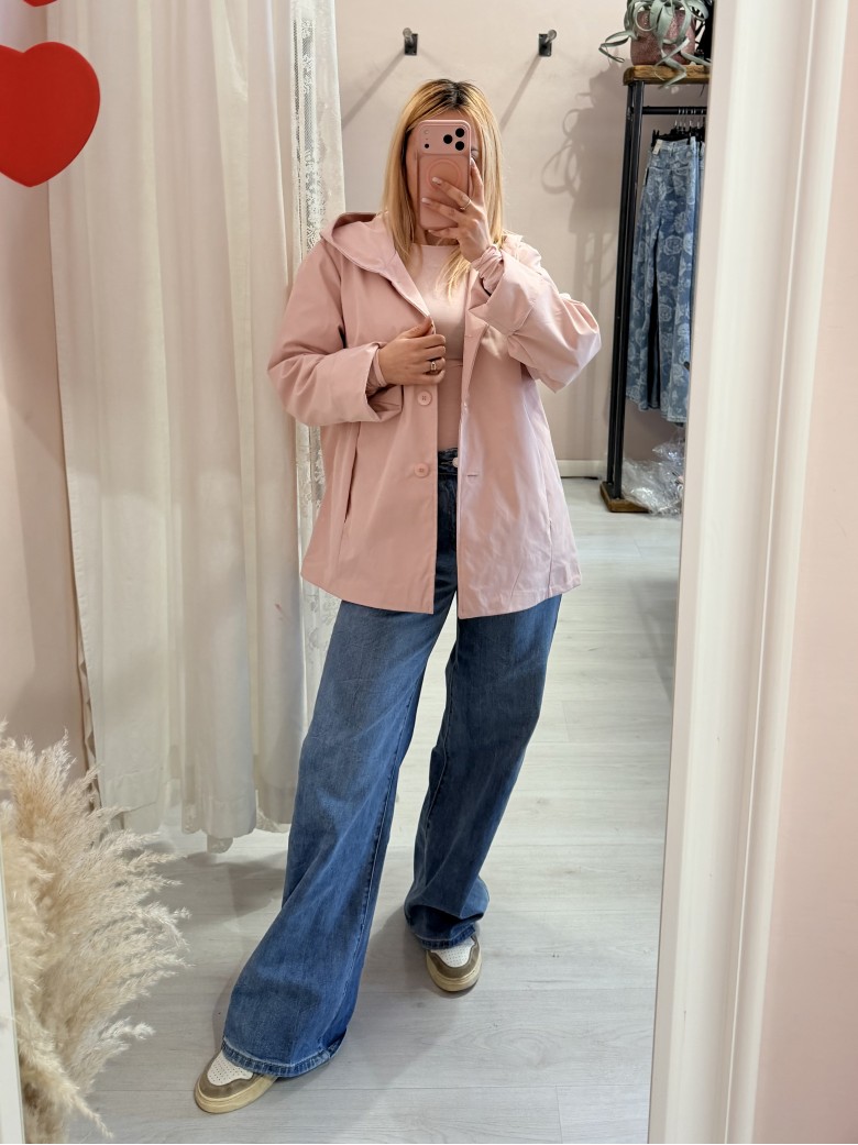 Giubbino trench impermeabile rosa