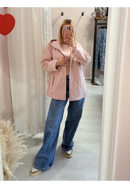 Giubbino trench impermeabile rosa