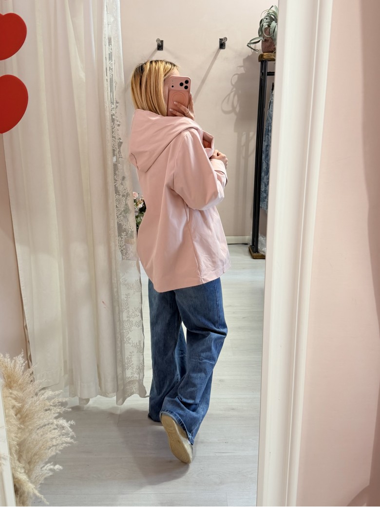 Giubbino trench impermeabile rosa