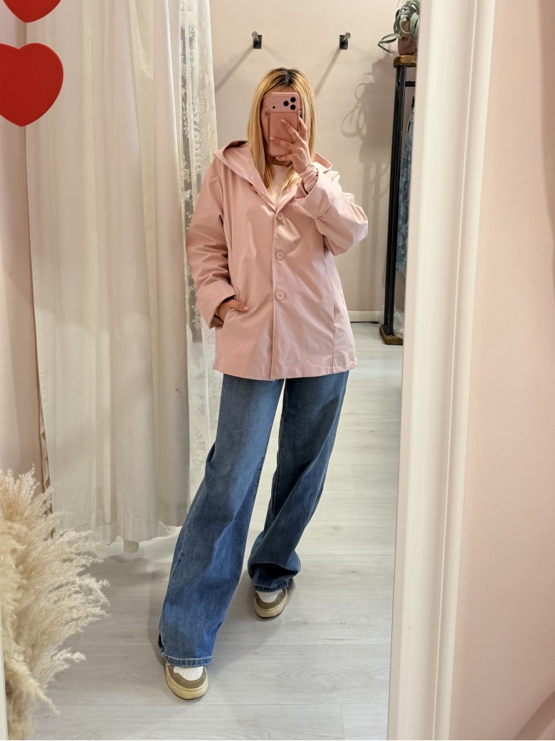 Giubbino trench impermeabile rosa