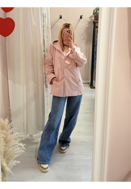 Giubbino trench impermeabile rosa