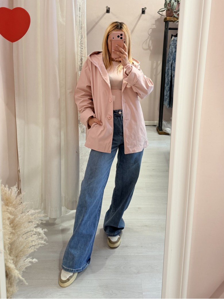 Giubbino trench impermeabile rosa
