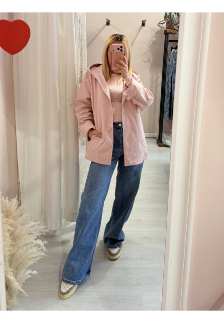 Giubbino trench impermeabile rosa